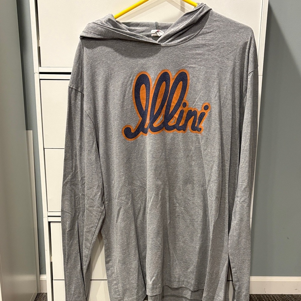Gray Illini Long Sleeve Hoodie Tee